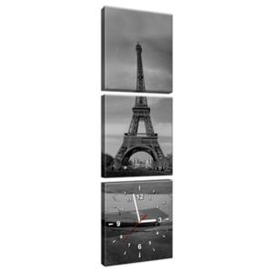 Obraz s hodinami Červené auto při Eiffelově věži 30x90cm ZP1117A_3V