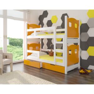 ADRK Dětská patrová postel MARABA Provedení: Oranžová/bílá