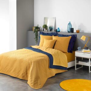 Potah na postel 220 x 240 cm žlutá a modrá CHATHA