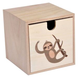 Dřevěná krabička pro děti HELLO JUNGLE, motiv Leniwca