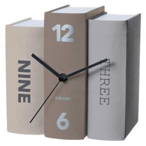 Designové stolní hodiny Knihy 20 cm šedé - Karlsson