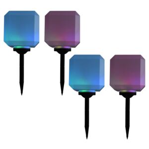 Zahradní solární lampy 4 ks LED krychlové 20 cm RGB