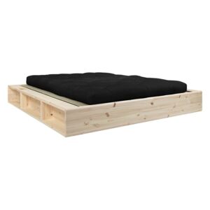 Dvoulůžková postel z masivního dřeva s černým futonem Double Latex a tatami Karup Design, 160 x 200 cm