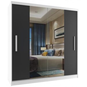 Šatní skříň bílá 200 cm se zrcadlem - na výběr 8 barev dveří 310
