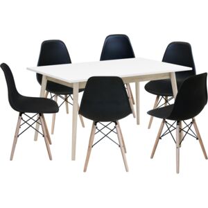 Jídelní stůl NATURE + 6 židlí UNO černé