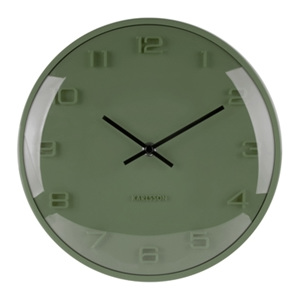 Tmavě zelené nástěnné hodiny - Karlsson Elevated Pine Green, Ø 25 cm