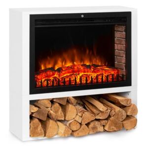 Klarstein Mauna Loa, elektrický krb, 2000 W, LED plamene, dálkové ovládání, dřevěná police, bílý