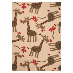 Hans Home | Kusový koberec Bambini 103062 Giraffen 140x200 cm, béžová