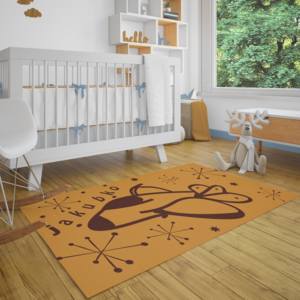 GDmats © GDmats© -koberec dětský s vlastním jménem - letadlo - orange, Rozměr 85 x 115 cm, Druh zakončení S obšitím, Materiál GD 550 Klasik