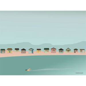 ViSSEVASSE Plakát Beach Hut Coastline, 50 x 70 cm