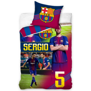 CarboTex Bavlněné povlečení FC Barcelona Sergio, 140 x 200 cm, 70 x 80 cm