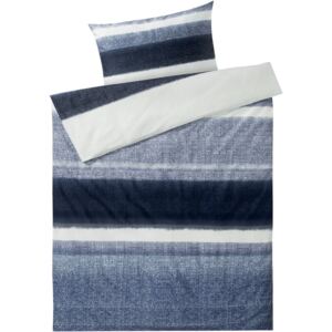 MERADISO® Saténové ložní prádlo, 140 x 200 cm (pruhy/modrá/bílá)