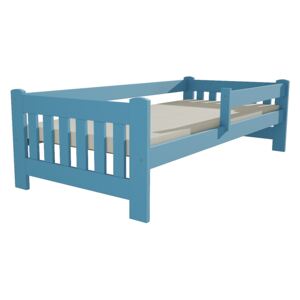 Dřevěná postel DP 022 borovice masiv 90 x 200 cm modrá
