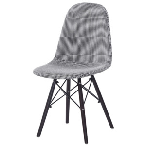 Jídelní židle v černobílé barvě s černou dřevěnou konstrukcí TK3037
