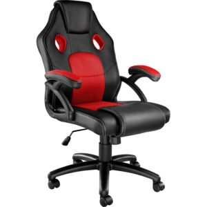 Tectake 403452 kancelářská židle ve sportovním stylu mike - černá/červená