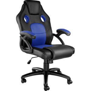 Tectake 403453 kancelářská židle ve sportovním stylu mike - černá/modrá