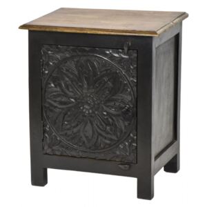 Noční stolek z mangového dřeva, černý, 50x35x65cm (7N)