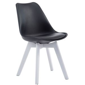 Židle Borne V2 plast / koženka, dřevené nohy bílá Barva Černá