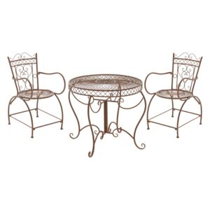 Souprava kovových židlí a stolu Sheela (SET 2 + 1) Barva Hnědá antik