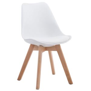 Židle Borne V2 plast / koženka, dřevené nohy natura Barva Bílá