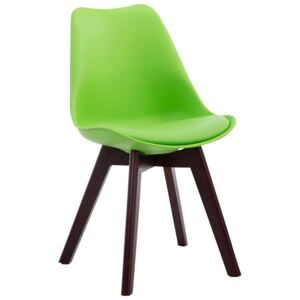 Židle Borne V2 ~ plast / koženka, dřevené nohy ořech Barva Zelená