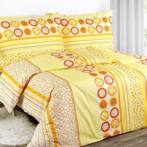 Goldea bavlněné ložní povlečení - vzor 307 oranžové a žluté kruhy s proužky 140 x 220 a 70 x 90 cm