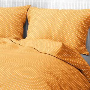 Goldea bavlněné ložní povlečení - vzor 882 bílé puntíky na oranžovém 140 x 200 a 70 x 90 cm