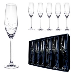 A-KRISTAL Classic - skleničky na sekt se Swarovski® Elements | sada 6 sklenic