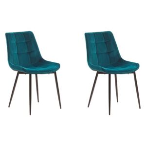 Sada 2 sametových jídelních židlí modrá MELROSE