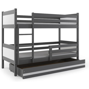 Patrová postel BALI + ÚP + matrace + rošt ZDARMA, 190 x 80, grafit, bílý