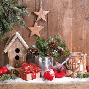 Ubrousky Vánoční dekorace 33x33 cm, 20 ks (Luxusní ubrousky 3-vrstvé papírové o rozměru 33x33 cm. Vhodné pro découpage i k dekoraci slavnostní tabule.)