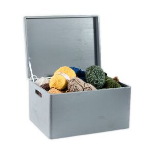 ČistéDřevo Dřevěný box s víkem 40x30x23 cm - šedý