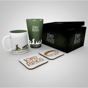 Dárkový set Lord Of The Rings|Pán Prstenů: Fellowship (objem sklenice 500 ml, hrnek 300 ml, 2 tácky 10 x 10 cm)