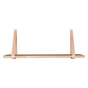 NORDIC EXPERIENCE Přírodní police Vera s koženým zavěšením 120 cm