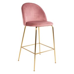 NORDIC EXPERIENCE Sametová barová židle Louis růžová/mosazná