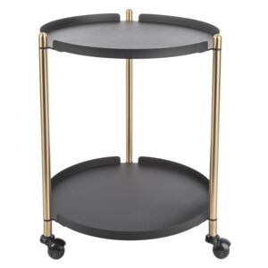 Select Time Černo zlatý odkládací stolek s kolečky Vadre