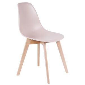 SELECT TIME Růžová plastová jídelní židle Emina, buková podnož