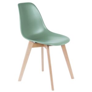 SELECT TIME Zelená plastová jídelní židle Emina, buková podnož