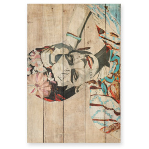 Nástěnná cedule z borovicového dřeva Madre Selva Collage of Frida, 40 x 60 cm