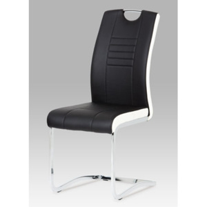 Autronic Jídelní židle, chrom / koženka černá s bílými boky DCL-406 BK