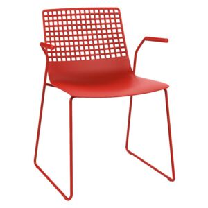 Židle Wire Patin červená s područkami