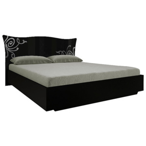 Manželská postel GLOE + rošt, 180x200, černá lesk
