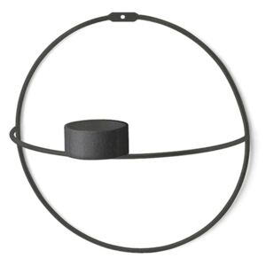 Černý nástěnný svícen Circle, ø 21 cm
