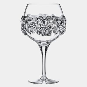 Luxusní set sklenic na víno s dekorací, postříbřená mosaz