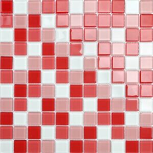 Maxwhite CH4009PM Mozaika skleněná, bílá, červená, růžová 30 x 30 cm