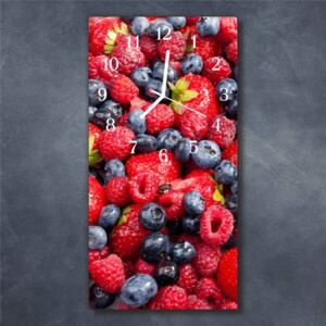 E-shop24, 60x30 cm, Hnn15801101 Nástěnné hodiny obrazové na skle - Mix ovoce