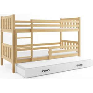 Patrová postel RINOCO 3 + matrace + rošt ZDARMA, 190x80, borovice