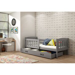 Dětská postel FLORENT P1 + úložný prostor + matrace + rošt ZDARMA, 80x160, grafit, grafitová
