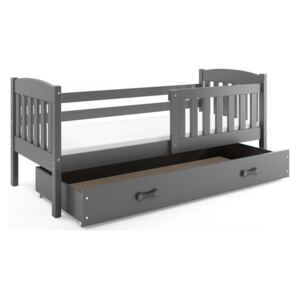 Dětská postel FLORENT P1 + úložný prostor + matrace + rošt ZDARMA, 80x190, grafit, grafitová