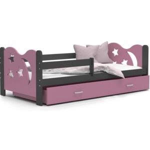 Dětská postel MICKEY P1 COLOR + matrace + rošt ZDARMA, 160x80, šedá/růžová